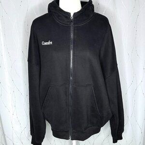 Comfrt Cloud Zip Hoodie Oversized Fit in Midnight Black